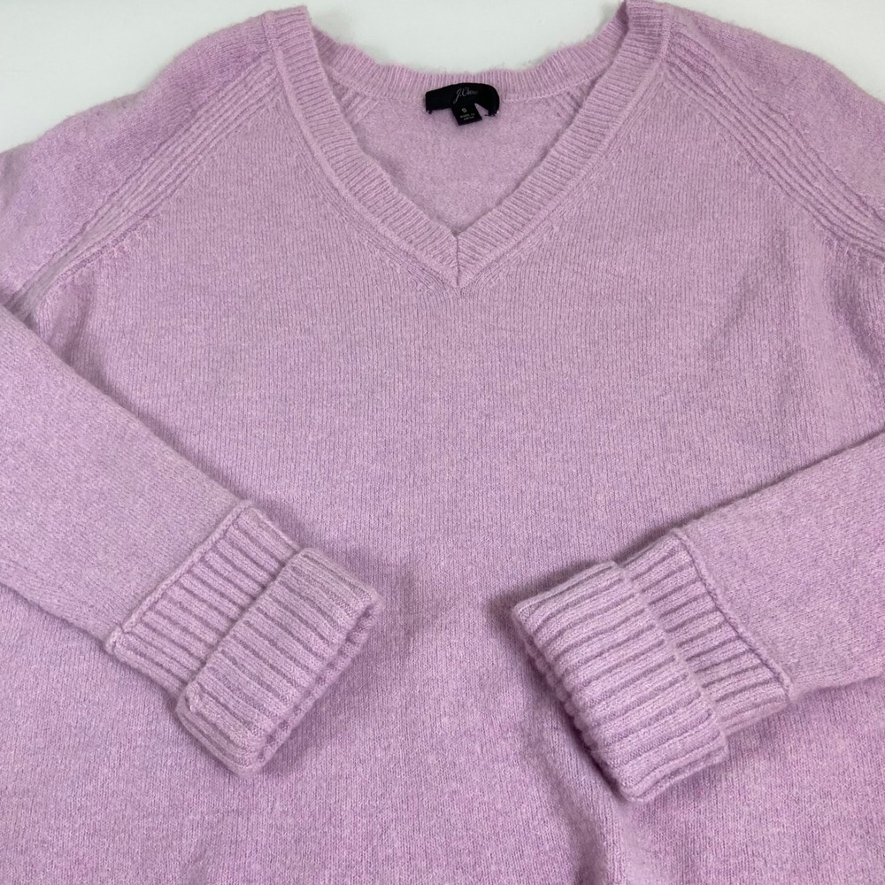 J Crew Womens Sz S Purple  Alpaca Wool Blend V Neck Relaxed Fit Pullover Sweater